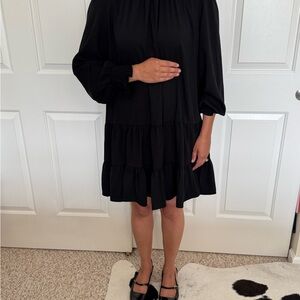 Nine West Black Long Sleeve Bishop Sundress